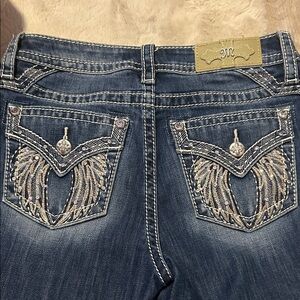 Miss Me Blue Jeans with Silver Embroidery